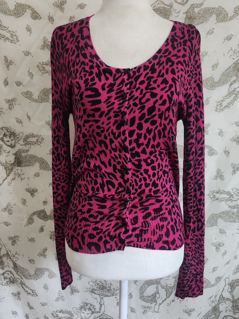 Voodoo Vixen Hot Pink and Black Leopard-Print Long Sleeve Top
